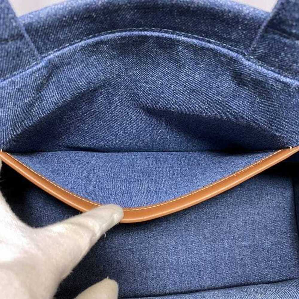 Celine Cabas Tote Bag Blue Denim Leather Logo Embroidery Document Shoulder Rare - Picture 8 of 10